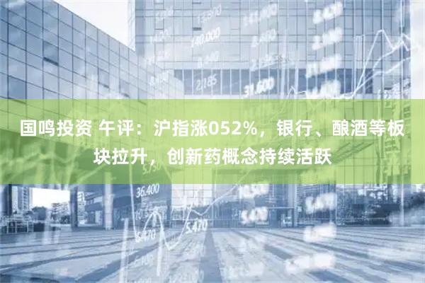 国鸣投资 午评：沪指涨052%，银行、酿酒等板块拉升，创新药概念持续活跃